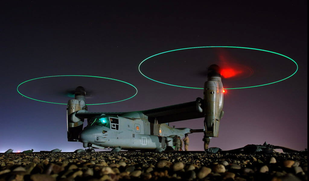 v22 osprey aircraft at night