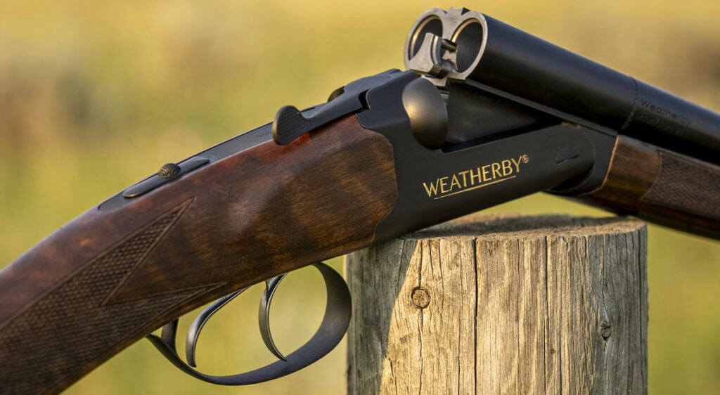 A Weatherby side-by-side shotgun.