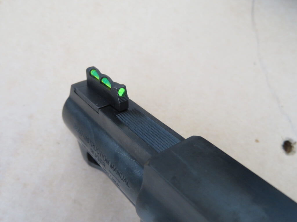 3 - Ruger Talo GP100: Every Day Carry 357 Magnum HiViz Lite Wave green fiber optic front sight on Ruger GP100.