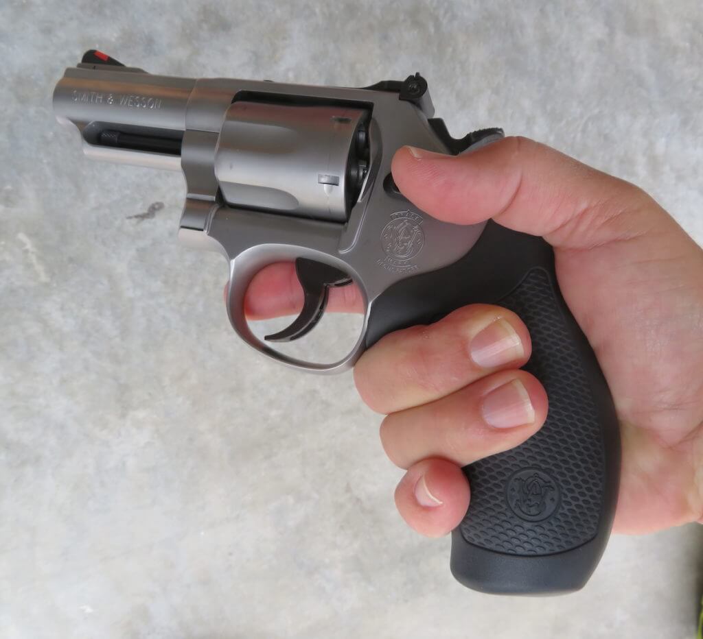 Rubber grip on S&W Model 66.
