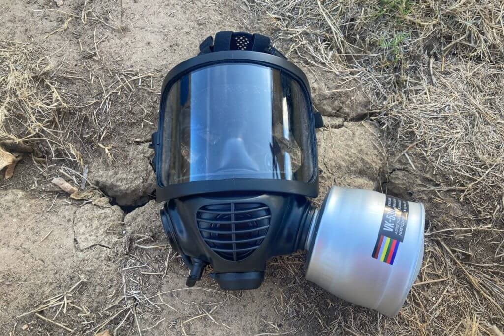 MIRA CM-6M gas mask on ground VK-530 smoke filter
