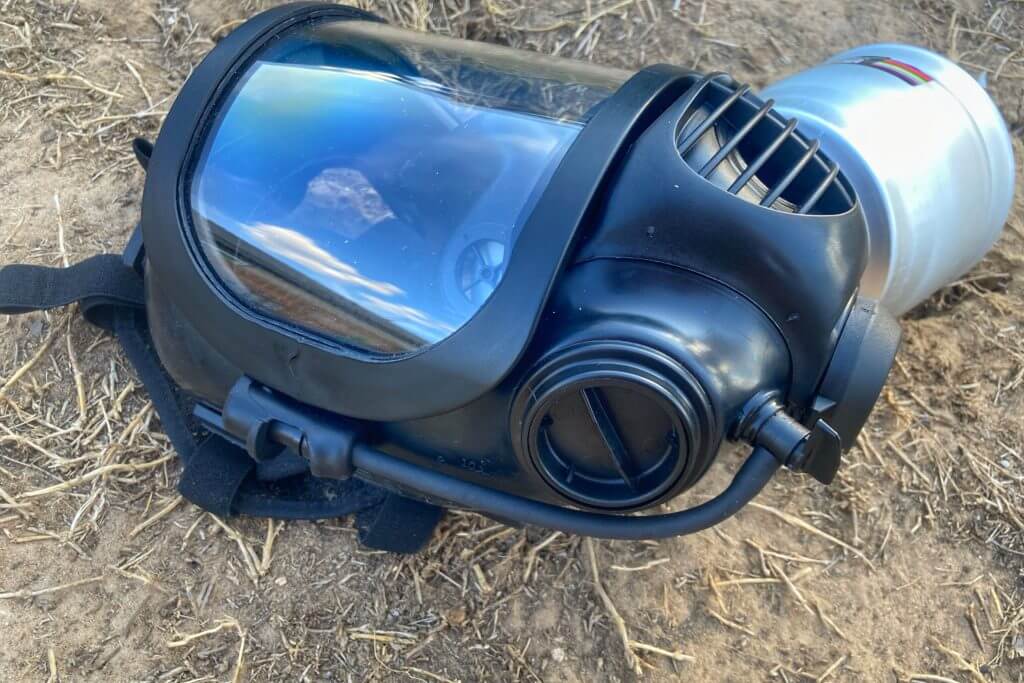 MIRA CM-6M gas mask on ground