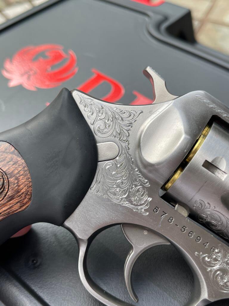 Frame and trigger on the TALO SP101 with elegant designs etched into the metal