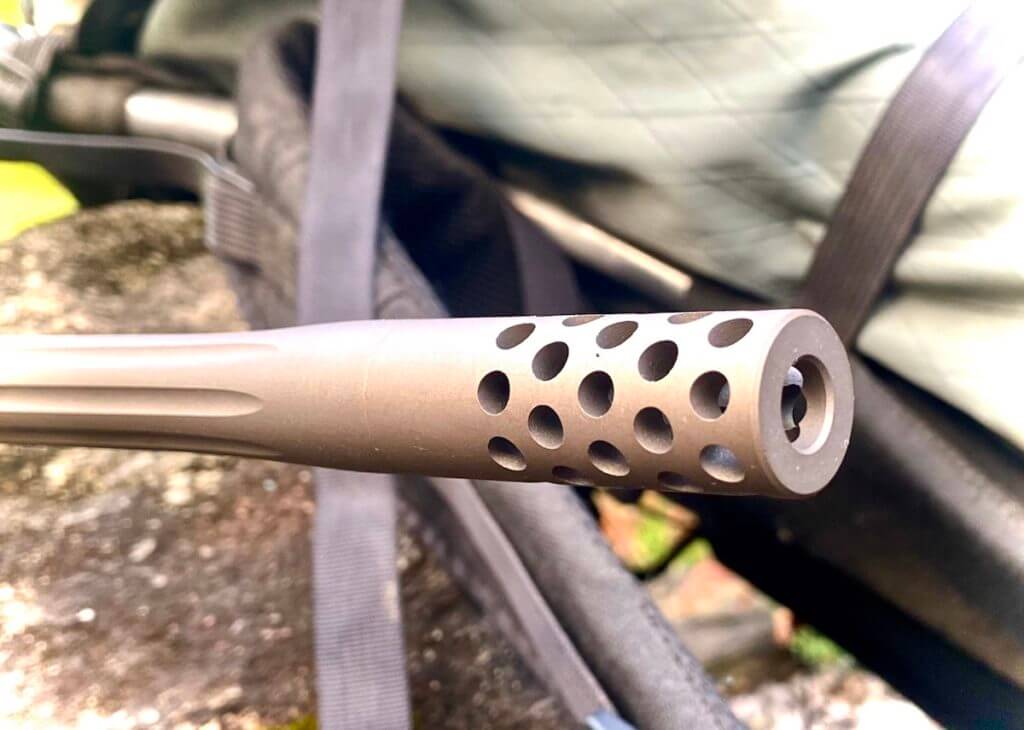 The factory muzzle brake on the X-Bolt Speed rifle