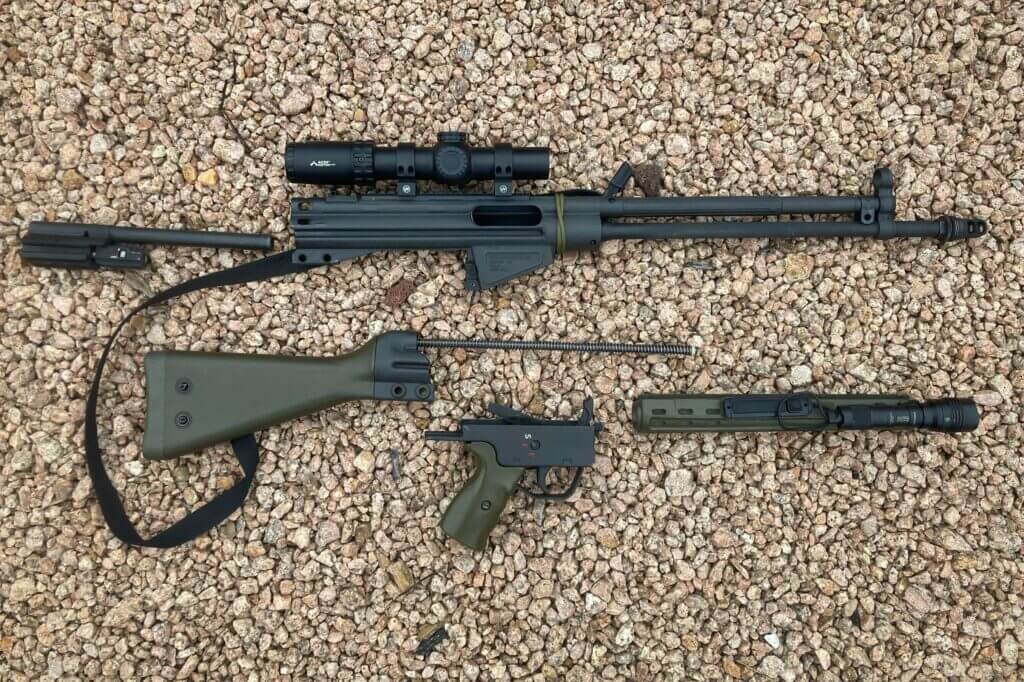 PTR Girk disassembled on small gravel