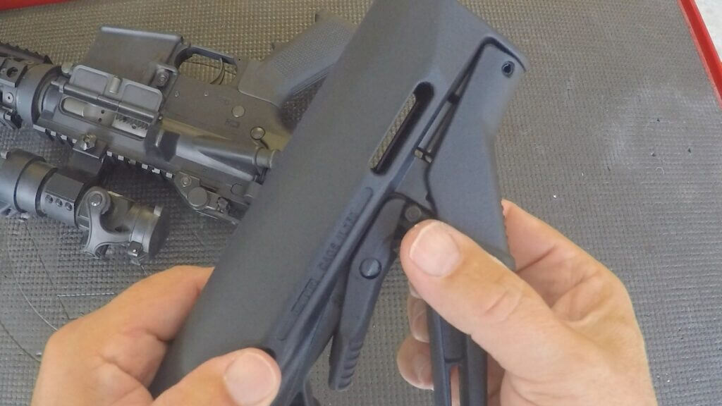 Release pin on Magpul CTR stock