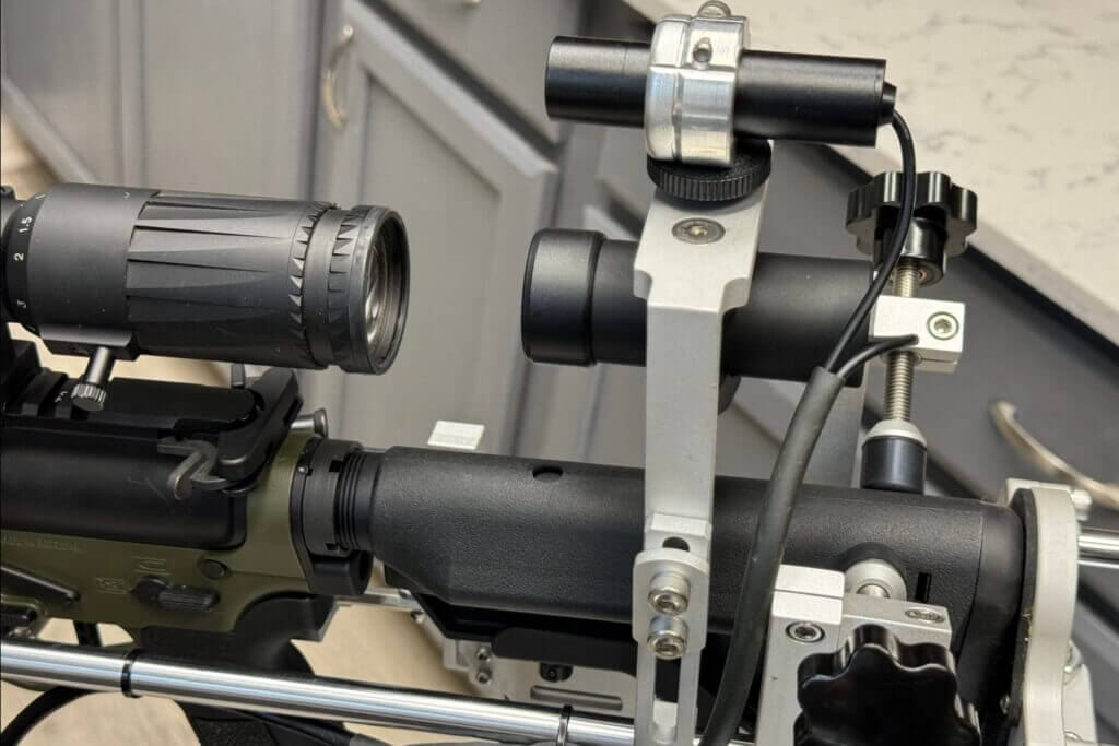3 - Remote Controlled Gun Turrets?! Meet the MORPOWER UG-02 Closeup on the scope of the AR in a remote controlled turret