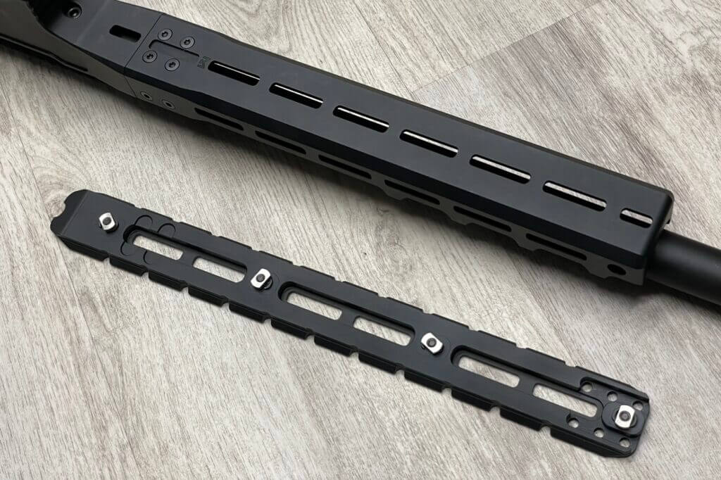 Full length ARCA rail that mounts directly to the M-LOK handguard