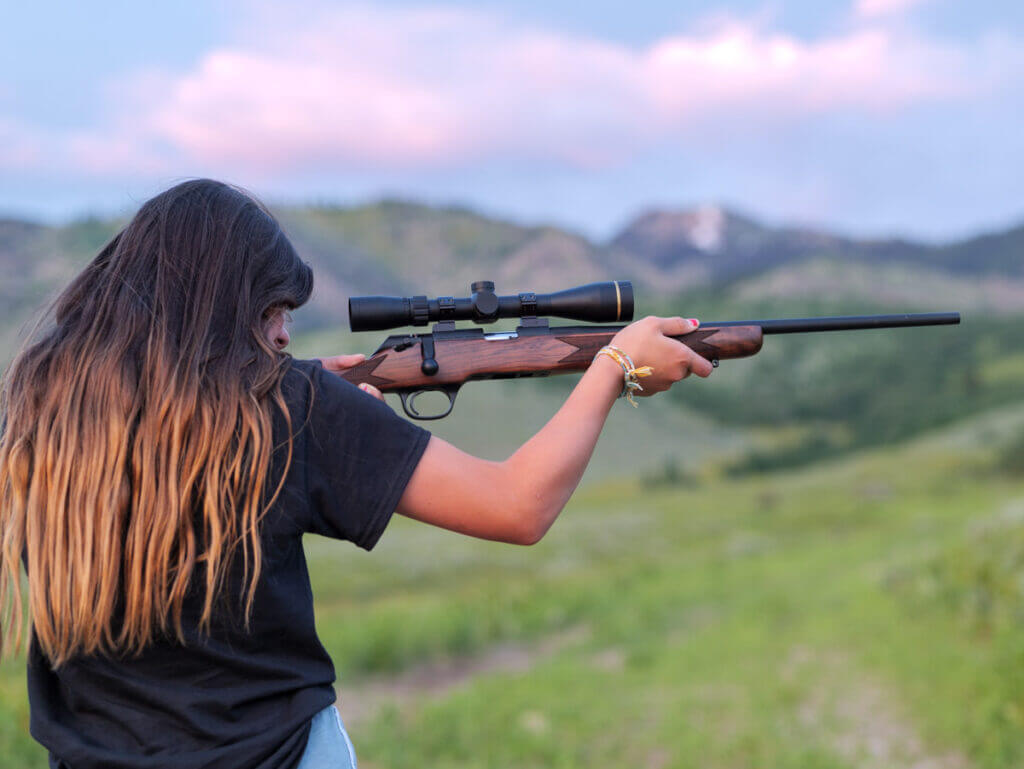 Woman shooting Springfield's 2020 Rimfire Rifle