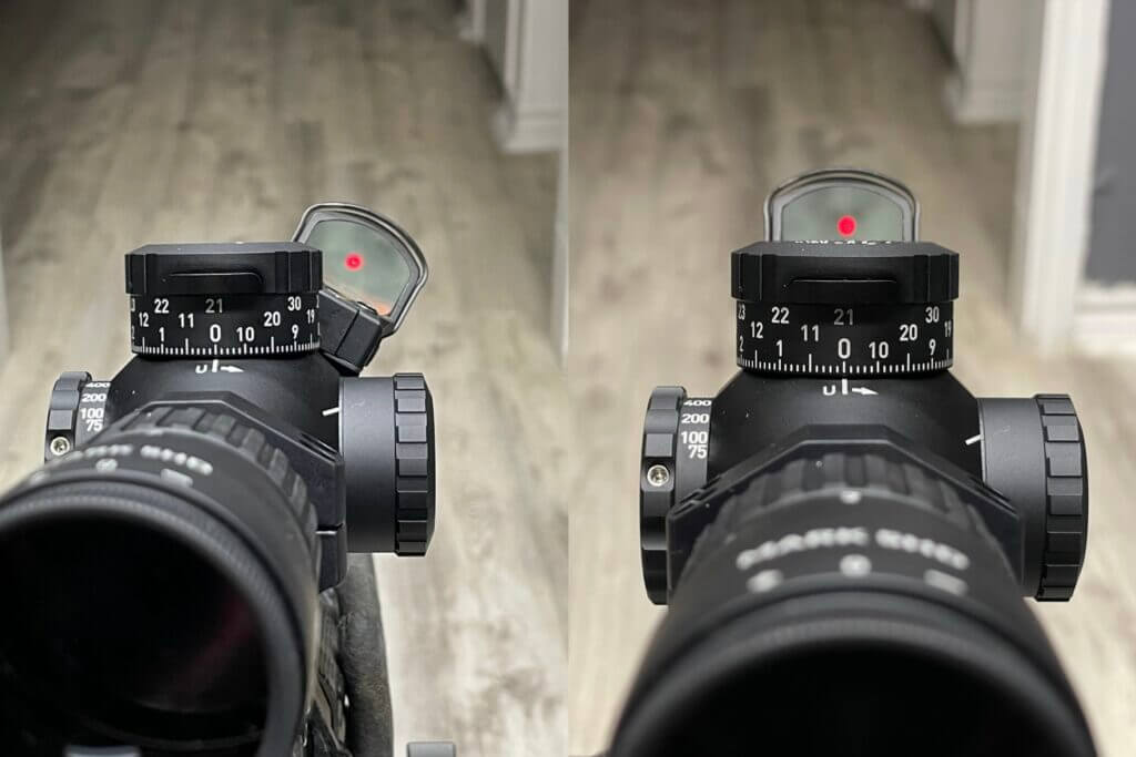 3 - Review: Testing the Leupold Mark 5HD 2-10x30 FFP Rifle Scope Delta Point Pro mounted at 12 and 3 o'clock using the Ring Top Mount Kit
