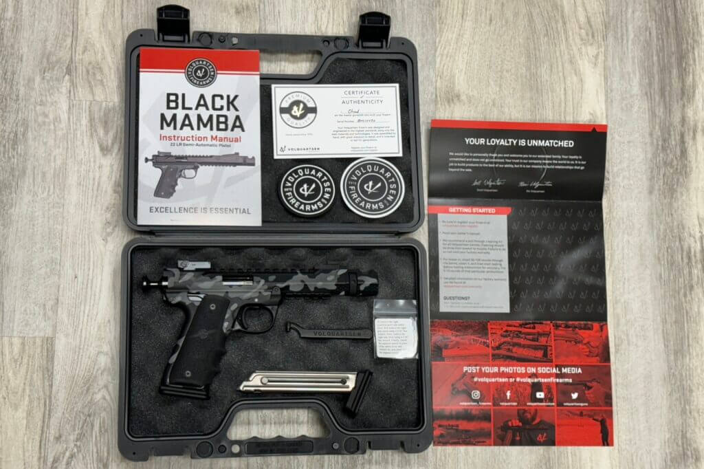 Volquartsen Camo Black Mamba 22LR with all included contents