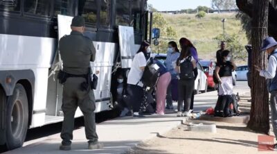 Migrants being released in California.