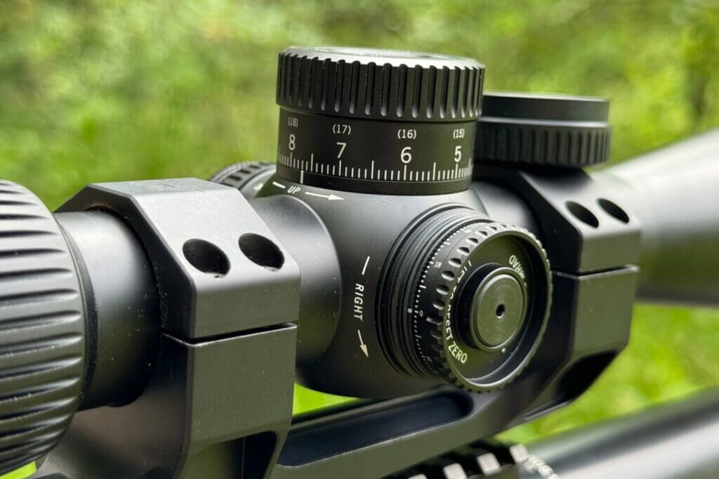 Elevation and windage turrets with cap  removed on Viper HD 3-15