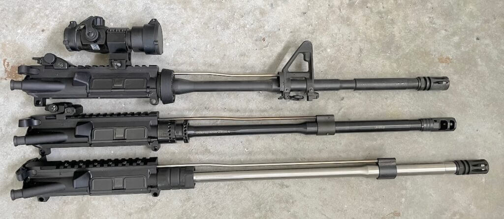 carbine, mid and rifle length ar15 gas systems