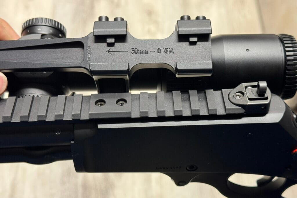 picatinny rail and screws on lever action gun