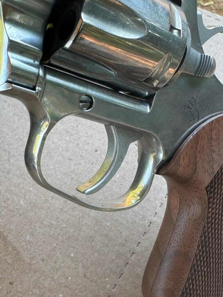 unique trigger guard on a Colt revolver
