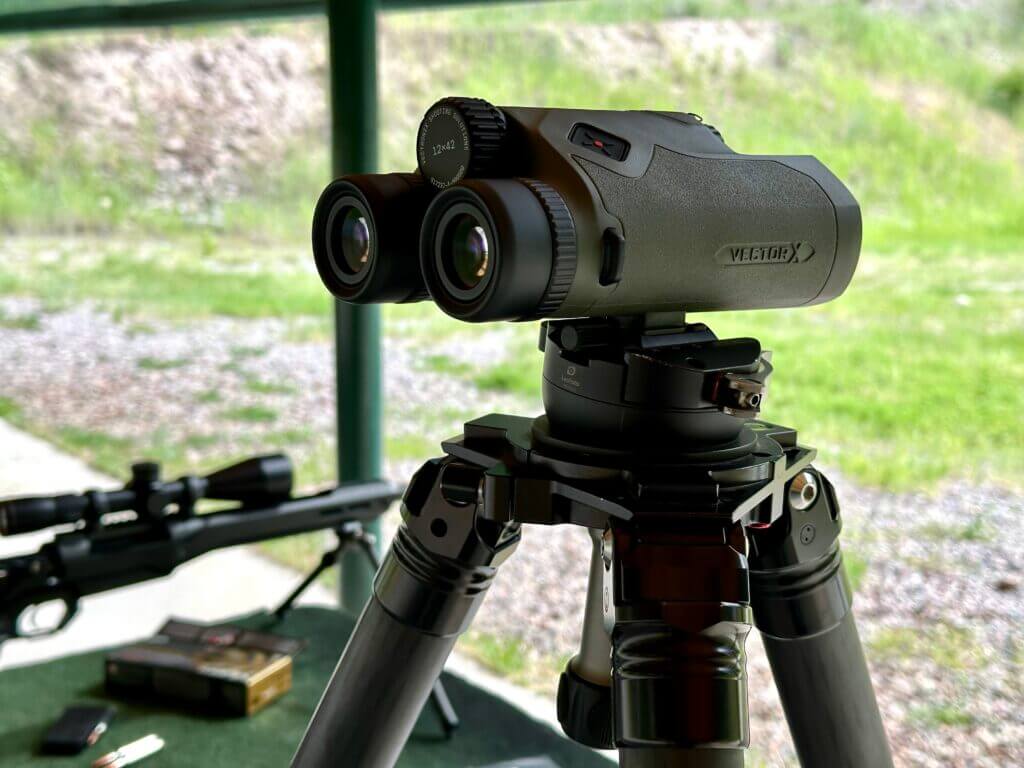 Tripod-mounted Vector X at the gun range.