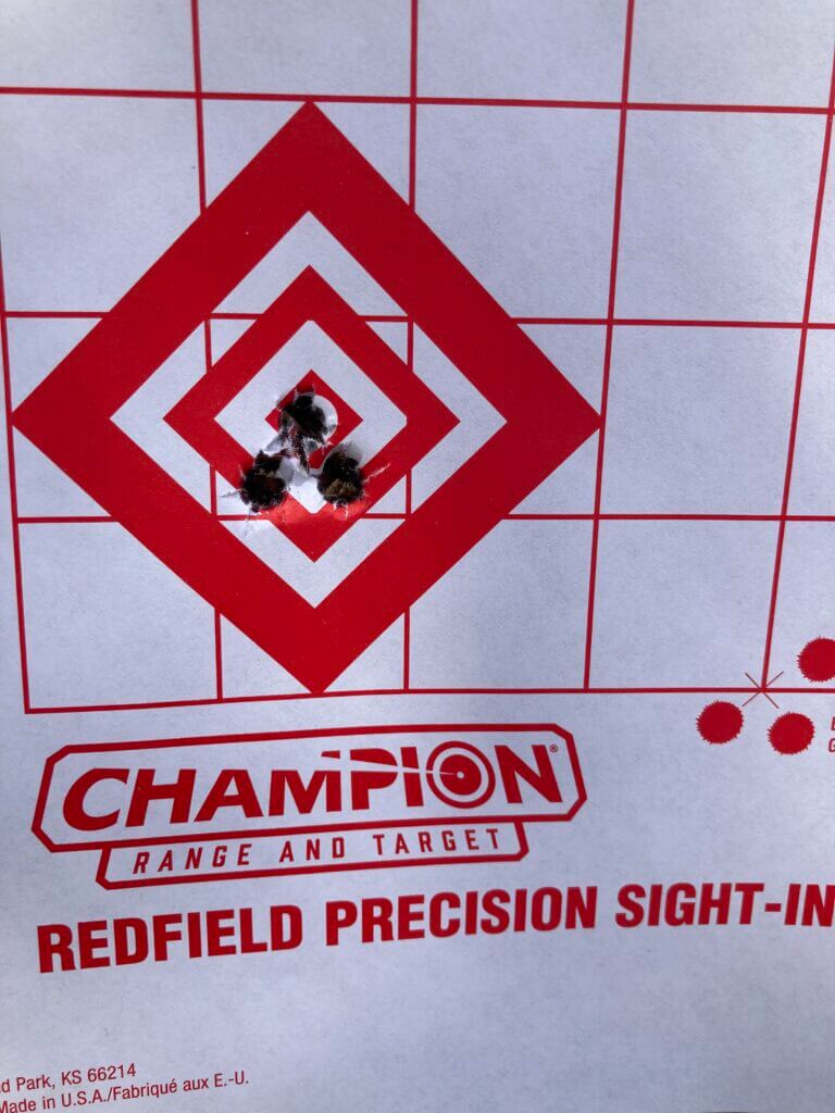 Champion paper target with tight group 