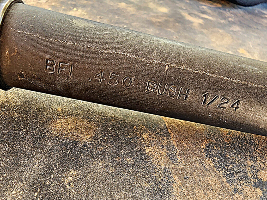 Bushmaster 450 BM AR 15 20 inch barrel with 1 in 24 twist and full length Picatinny rail