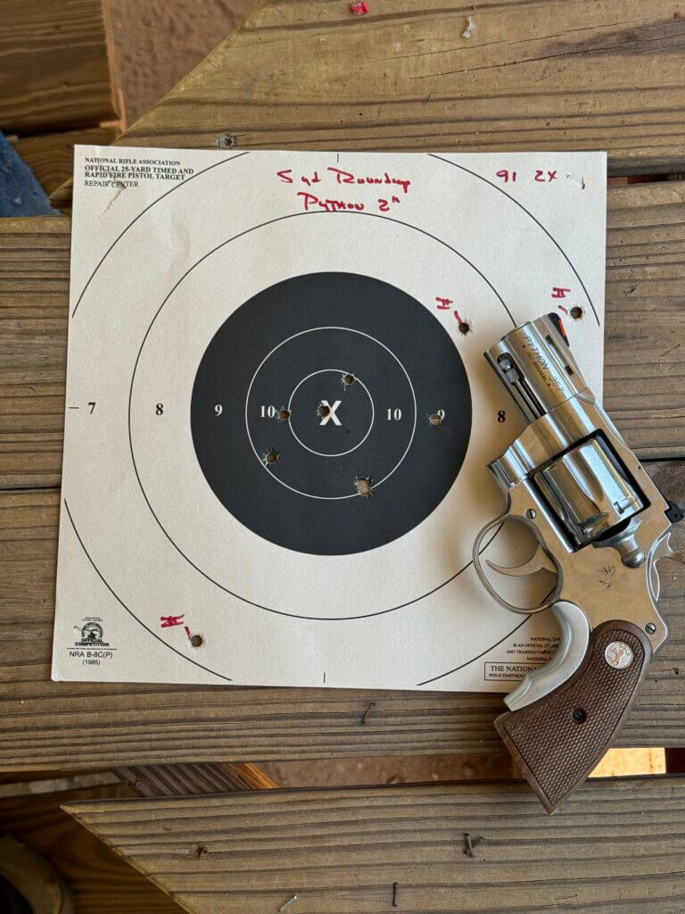 Colt Python revolver with target