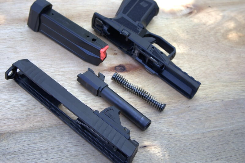 semi-auto pistol disassembled