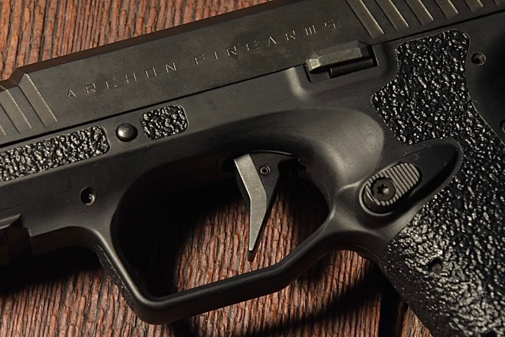 Closeup view of the trigger on the Gen 2, Type B pistol.