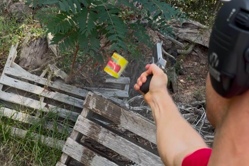 shooting a can of tomato sause