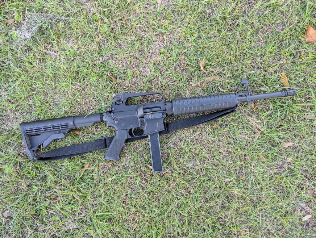 retro rifle  LAR-9 with carry handle 