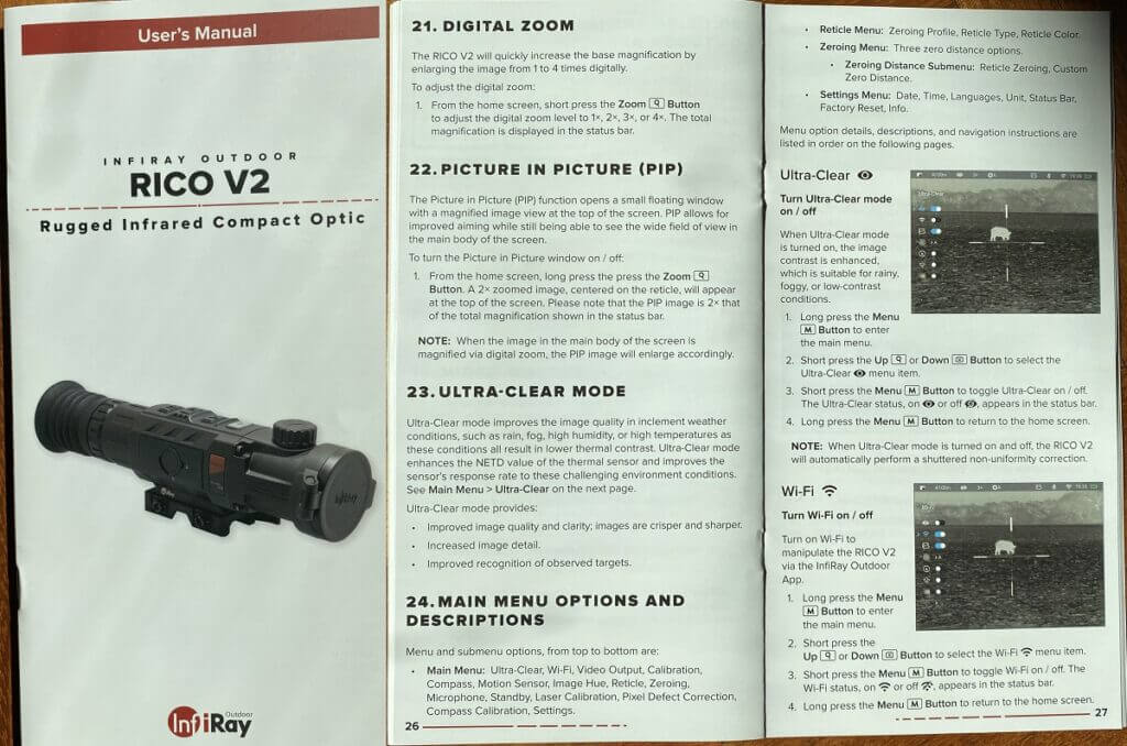 User manual for thermal