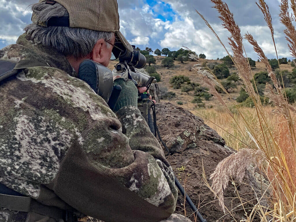 Author shooting Federal 175-grain 7mm Backcountry ammunition at desert mule deer with Weatherby 307 Alpine CT rifle and Leupold VX-5HD scope in Talley rings
