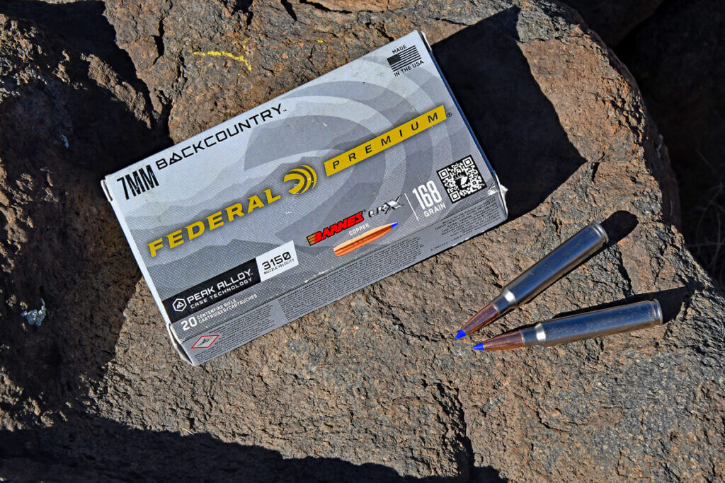Federal 7mm Backcountry ammunition wiith 168-grain Barnes LRX bullet