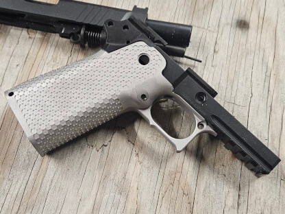 MAC 9 DS frame drops into after market cheely grips.