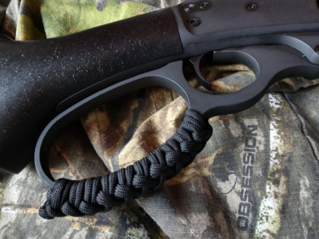 lever-action rifle with loop lever set up for deer hunting