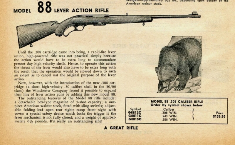 winchester model 88 lever action rifle 