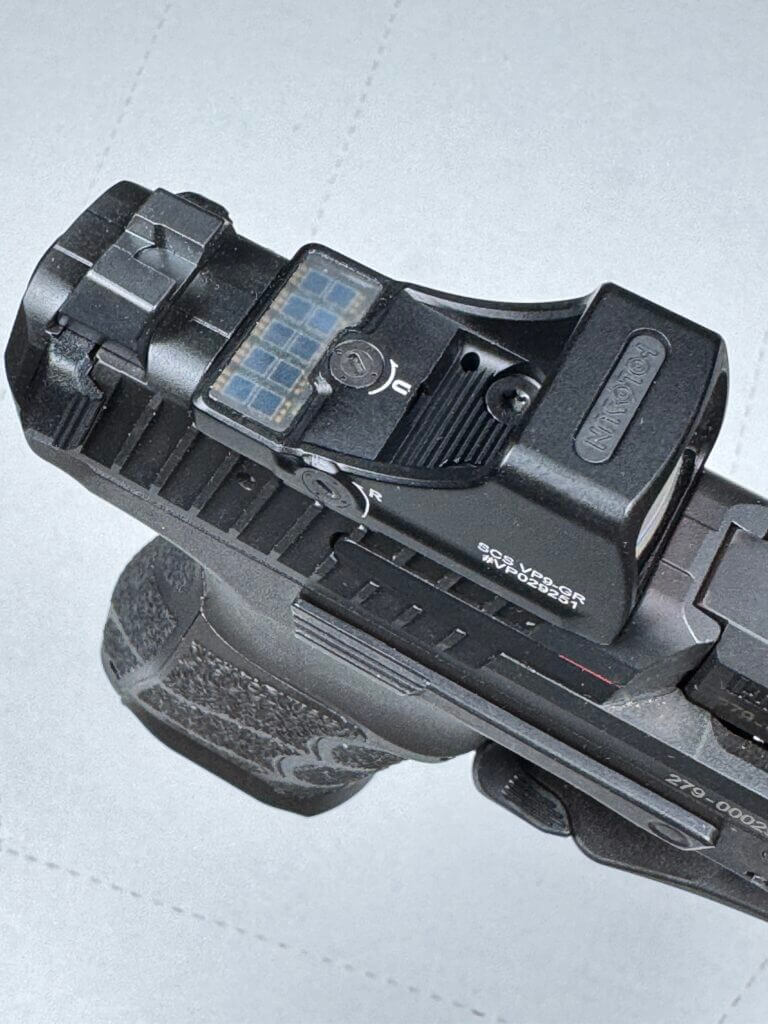 VP9 A1 top down view showing rear sight and optic