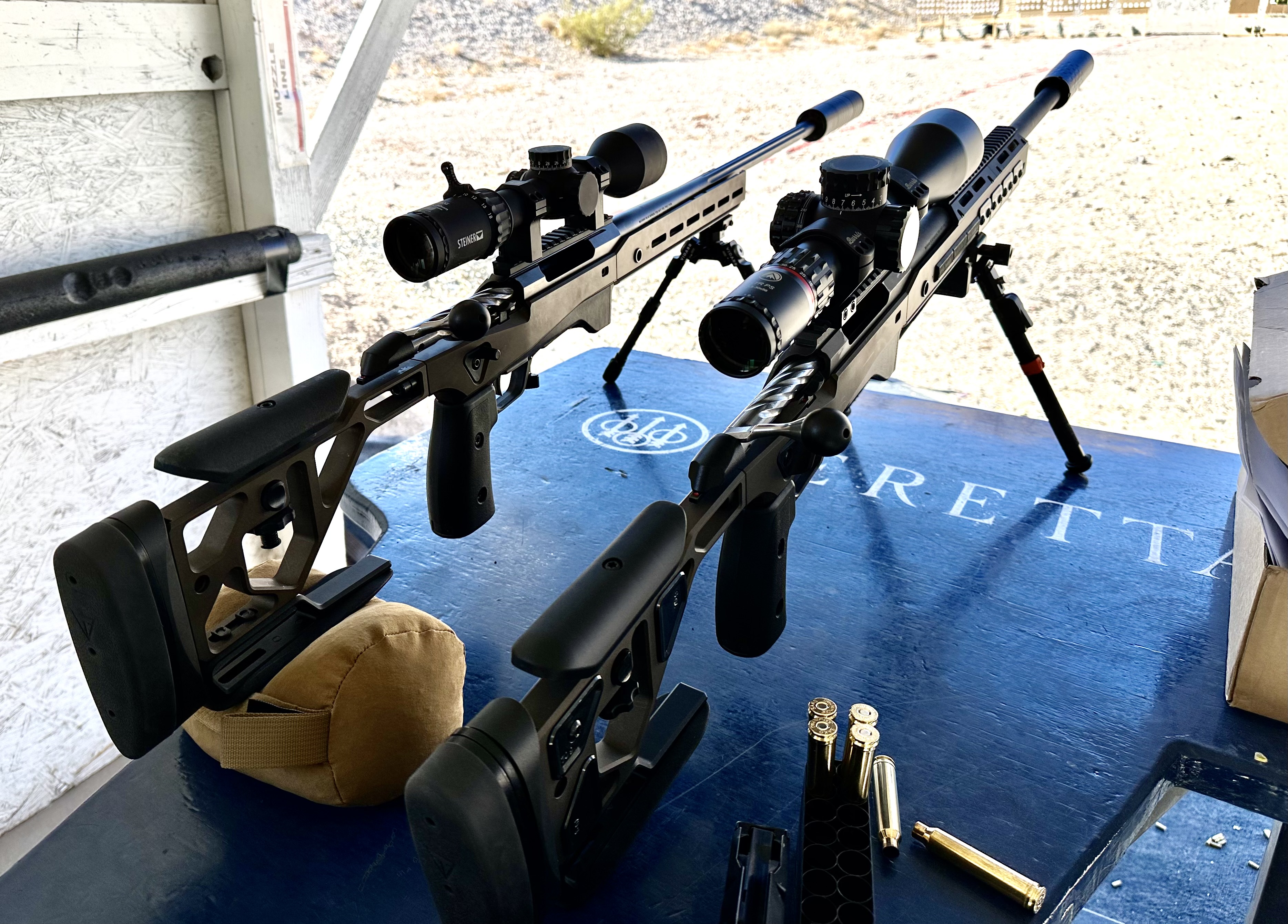 Two similiar rifles are shown next to eachother to highlight their differences. 