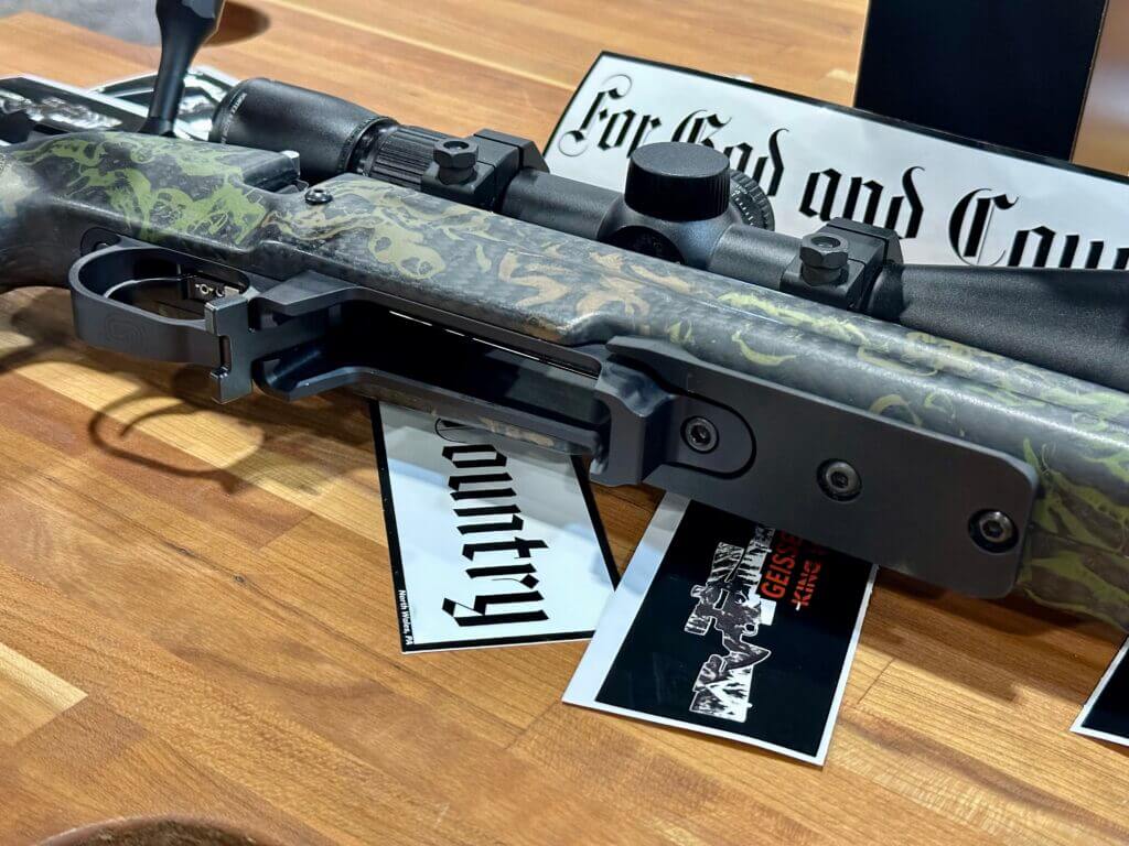 Examining the bottom metal on the King Hunter.