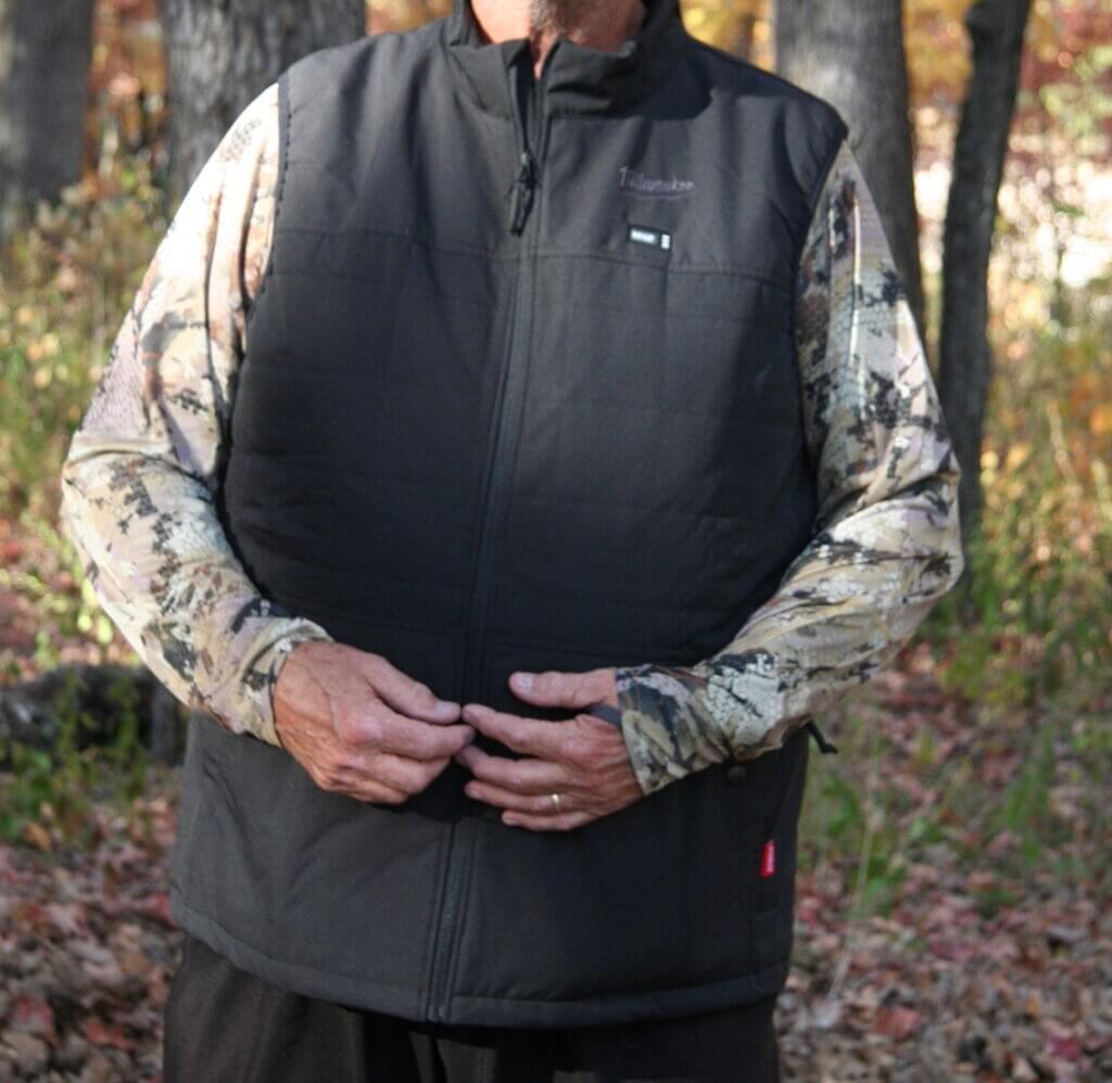 Milwaukee M12 Axis heated vest worn as second layer for freedom of movement