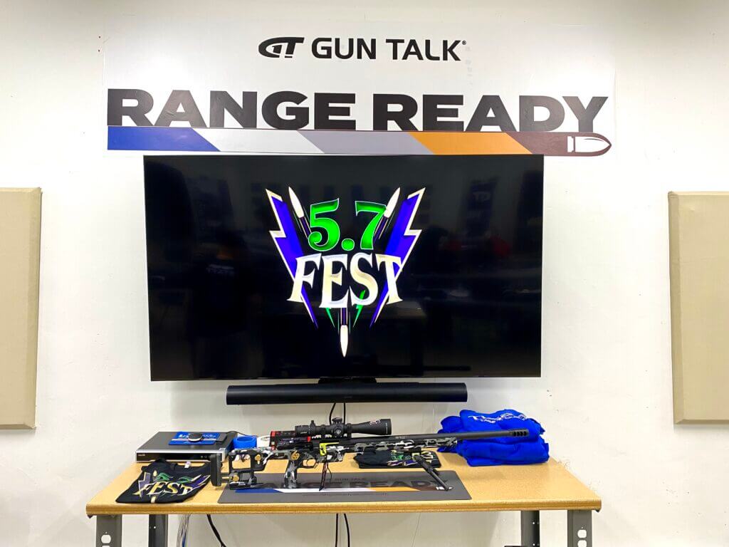 TV with merch in front of it