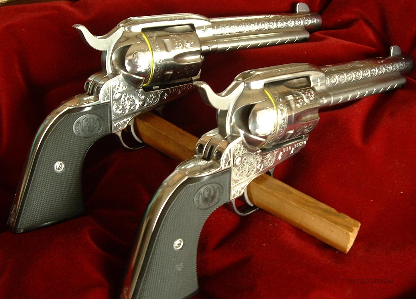 Ruger Stainless New Vaquero ENGRAVED Pair 45 for sale