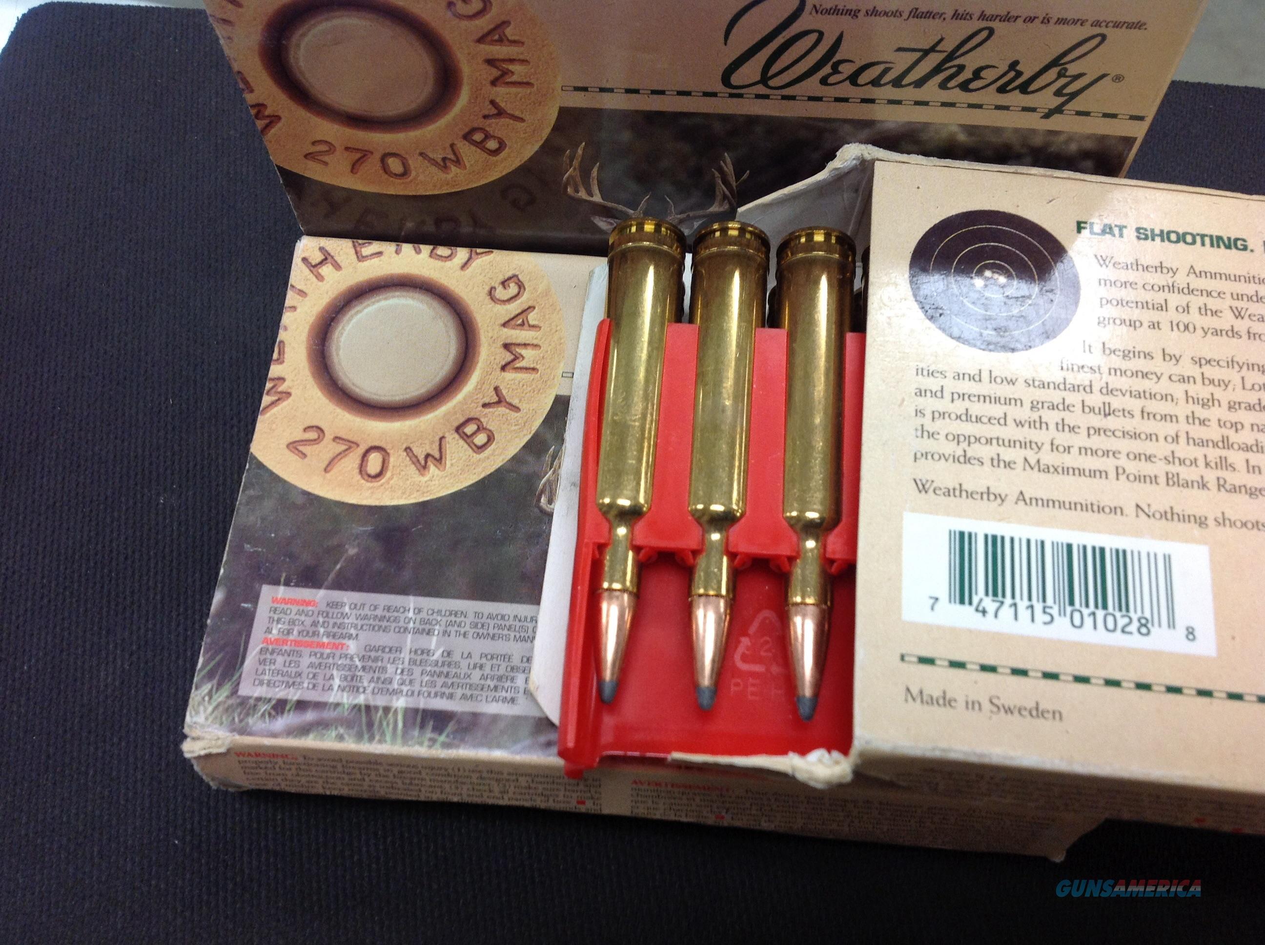 270 Weatherby Mag 150gr spire point ammo. 60 rounds.