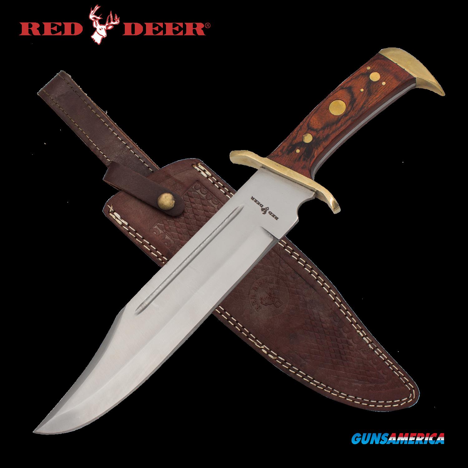 16.5 in Red Deer Hunting Knife with Brown Leath... for sale
