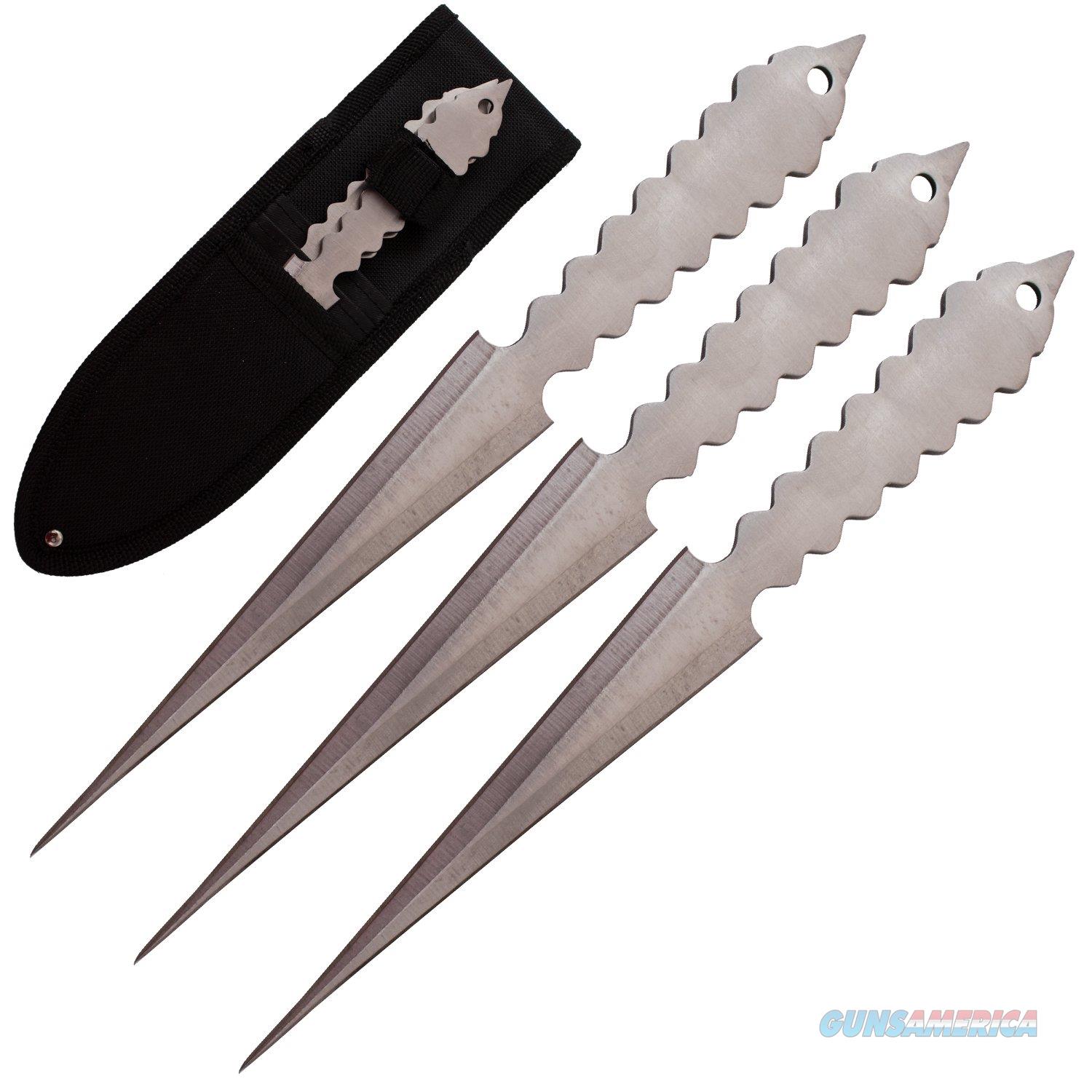 3 PCS 8 Inch Throwing Knives with Case - Silver... for sale