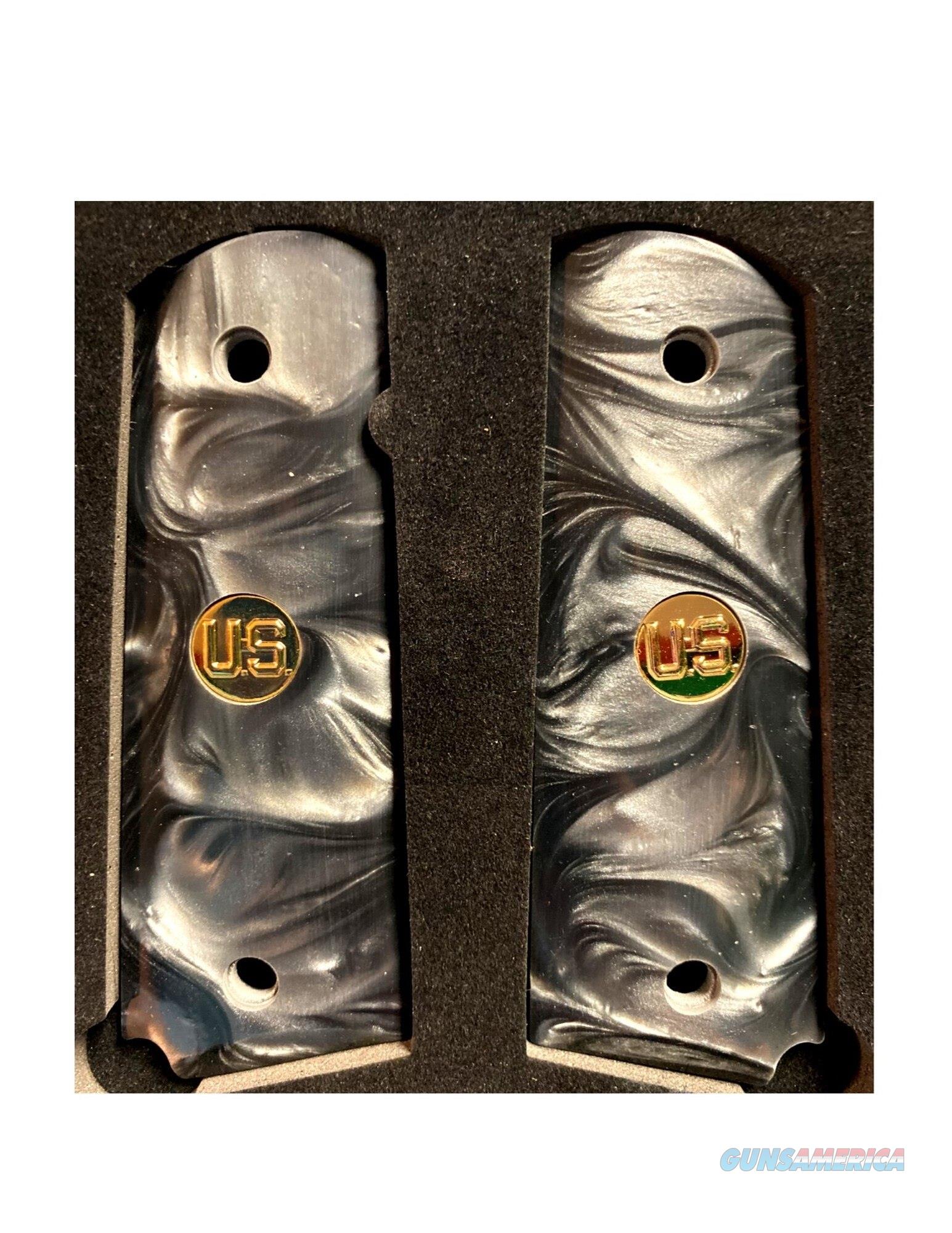 Premium 1911 Officer Gun Grips Acrylic Pearl Bl... for sale