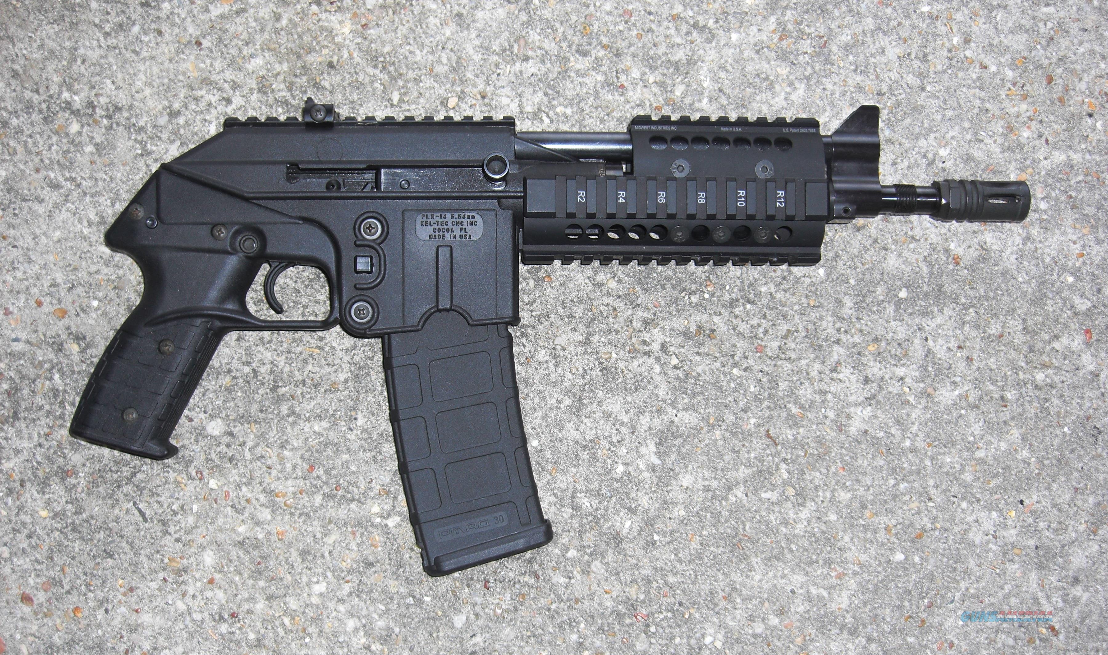 This used Kel-Tec PLR-16 pistol fires the 5.56mm/.223 round. 