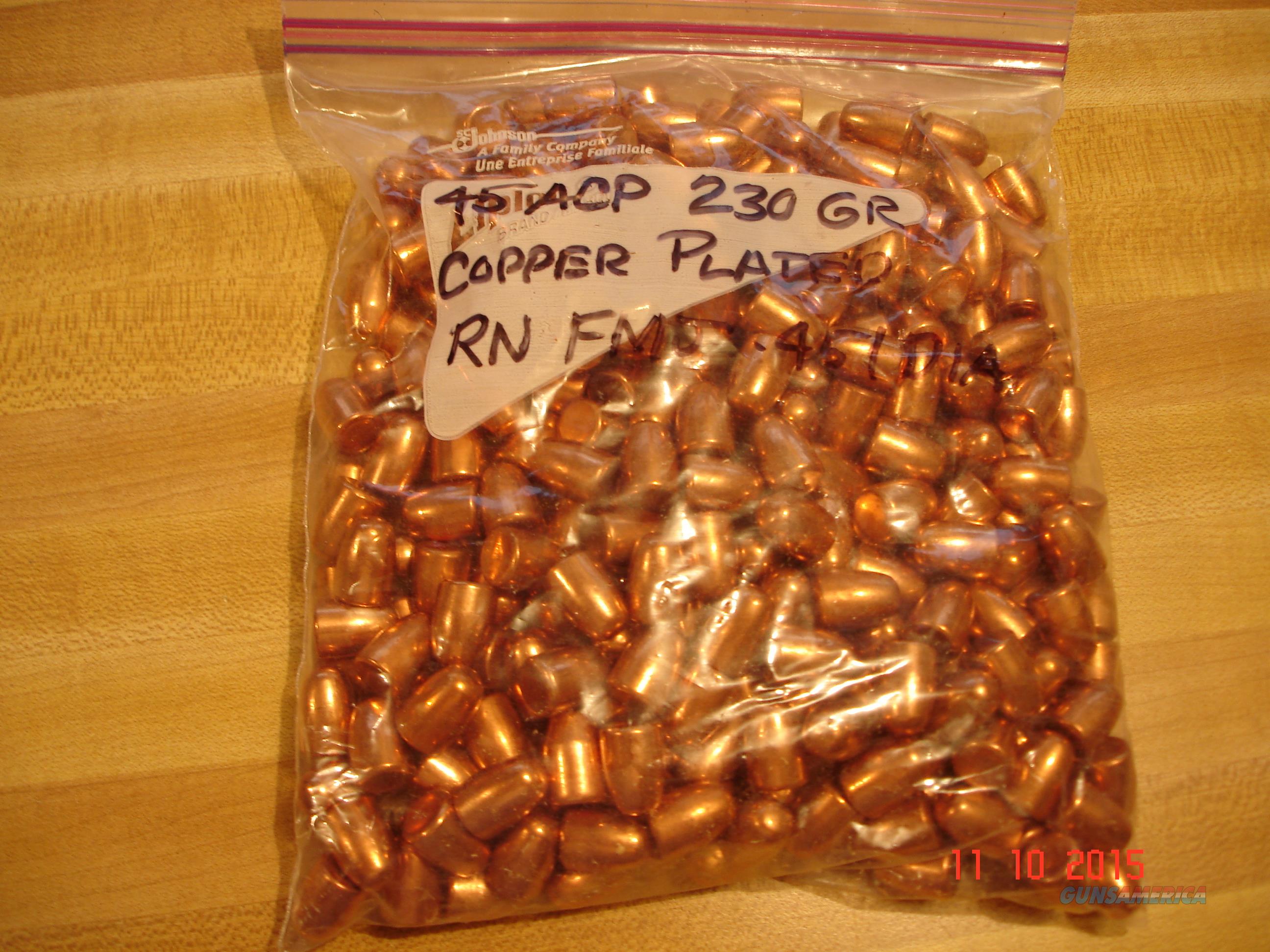 .451 Dia. .45 Cal. 230 gr copper plated Bullet... for sale